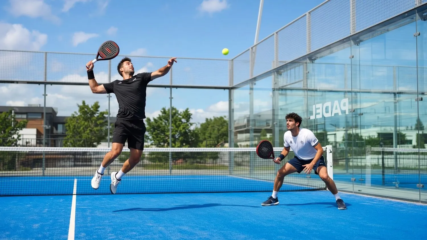 Padel players on court